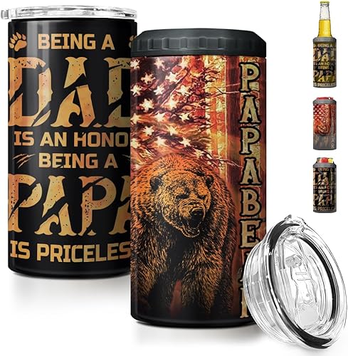 SANDJEST Coozie - Vaso térmico Viking de acero inoxidable 4 en 1 de 16 onzas, regalo para hombres, papá, hijo, Navidad, cumpleaños