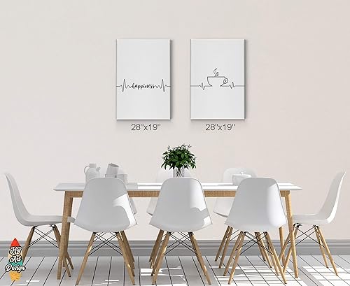 Miniatura 3 de HB Art Design Coffee Happiness Line Art 2 Panel Canvas Print Set Wall Art Coffee Bar Decor Coffee Signs Kitchen Wall Decor Dining Room Restaurant