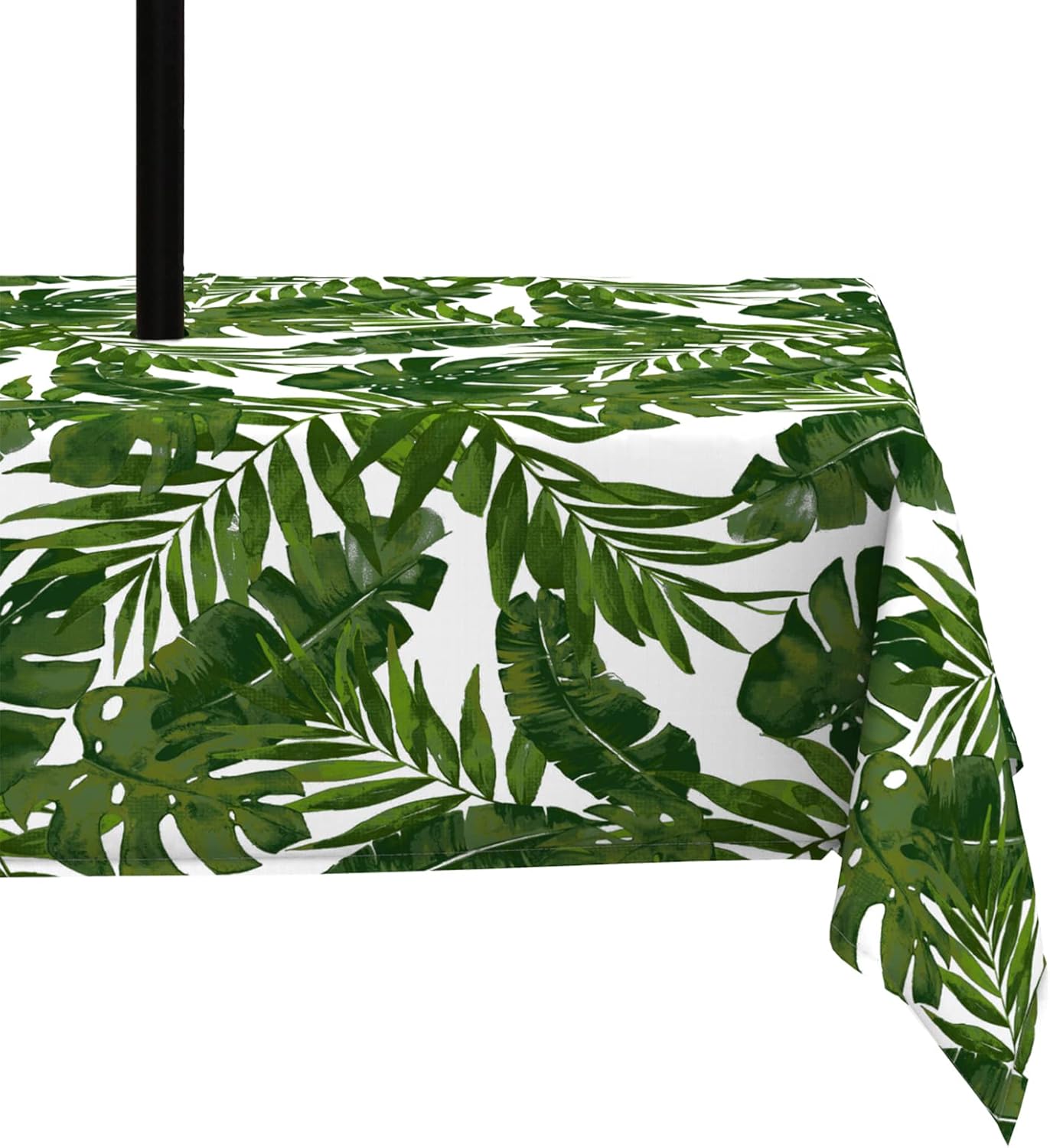 LVTXIII Rectangle Outdoor Tablecloth with Zipper Umbrella Hole, Water-Repellent 60 x 84 Inch Patio Table Cover for Picnic, Garden, Backyard Dining, Brush Blue