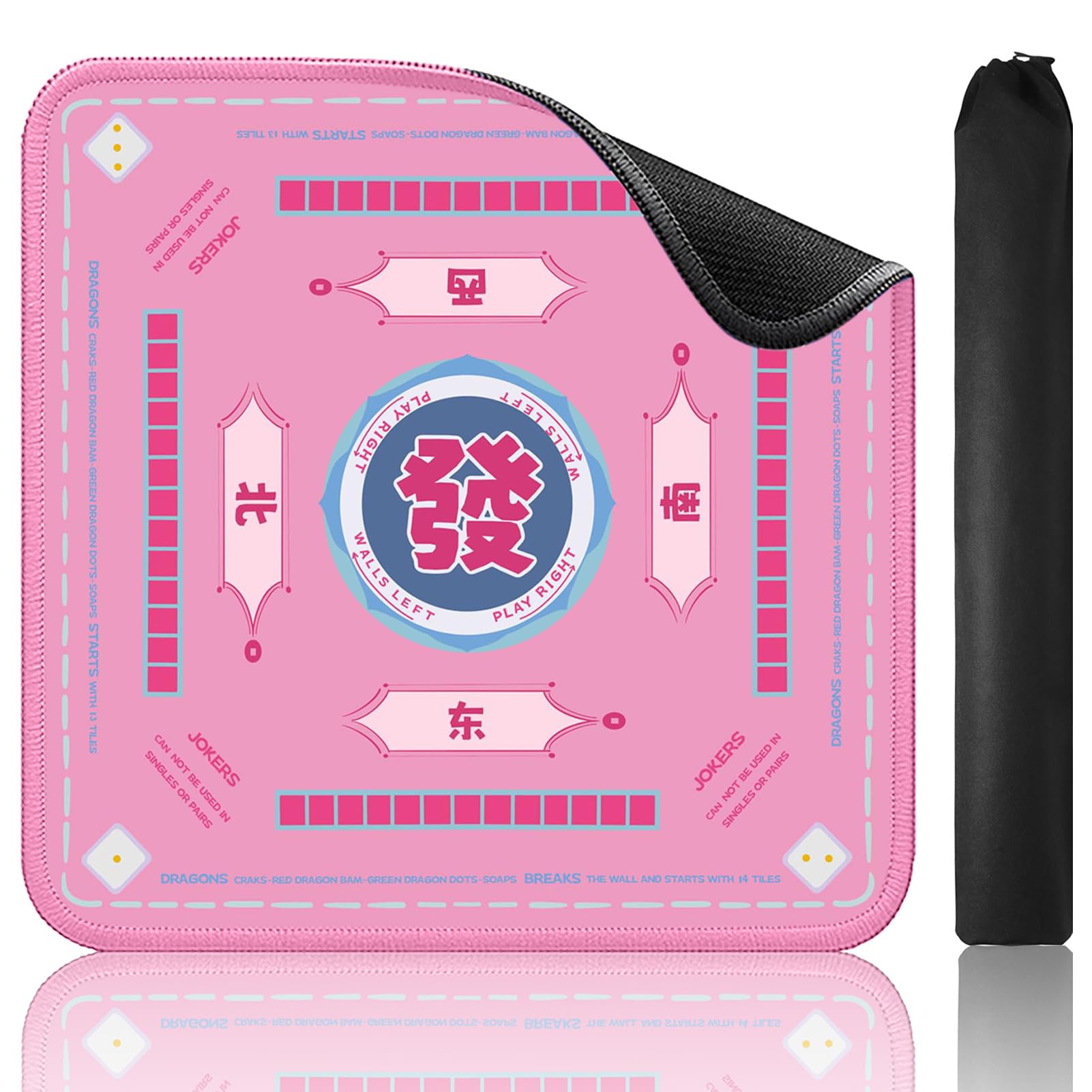 Amazon.com: TIASUSAN Pink Mahjong Learning Mat with Black Carrying