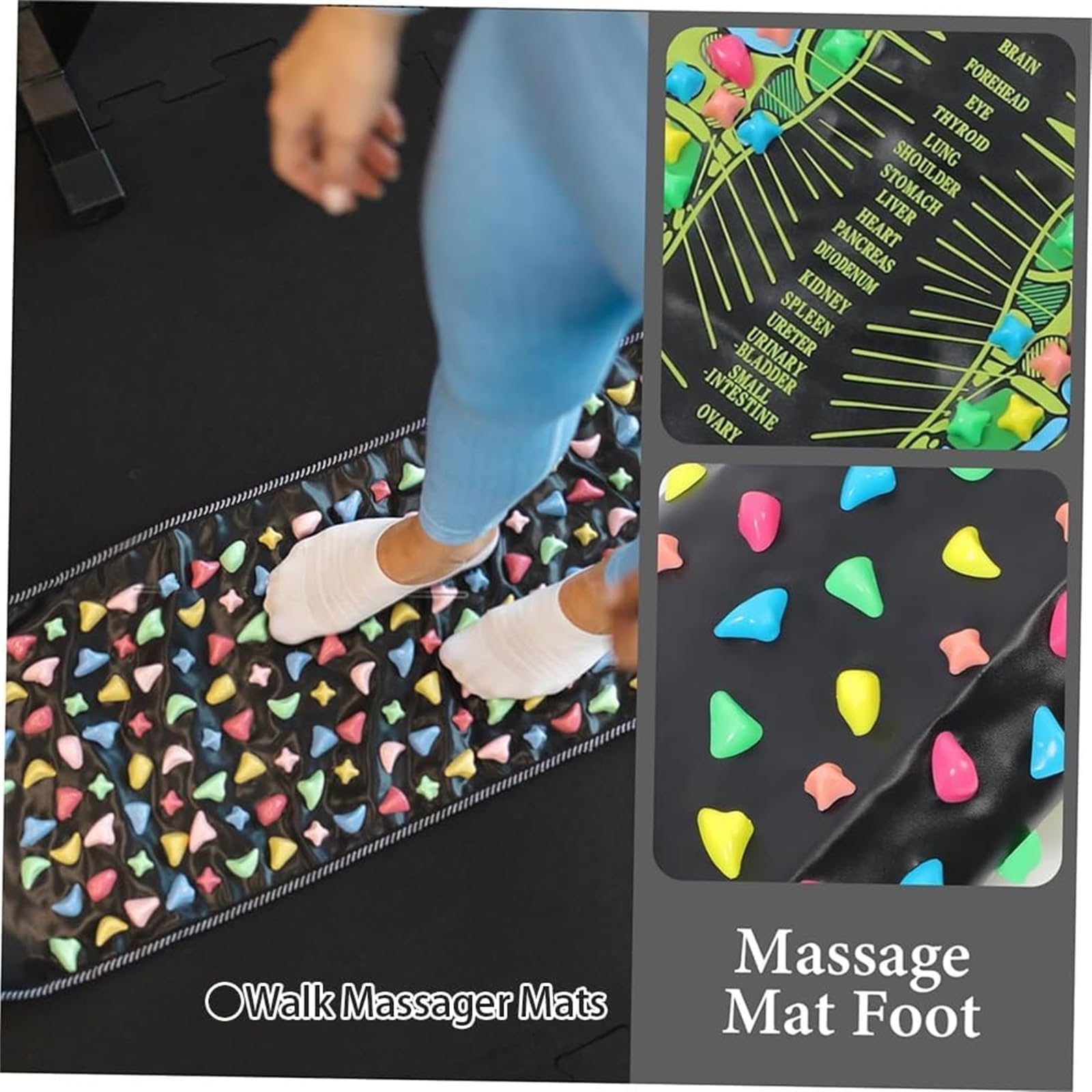 Shumeijian Tapis de massage des pieds, tapis de massage pour la marche, tapis de massage d'acupression des pieds, pour les personnes âgées assises, les étudiants et les employés de bureau (2)