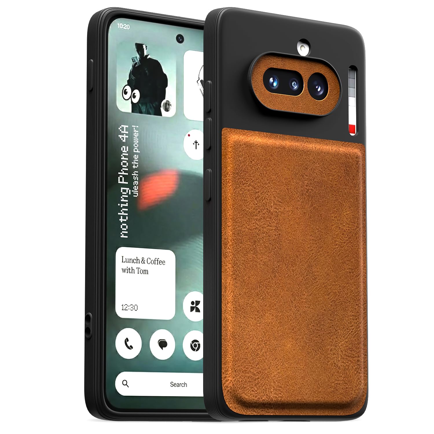 Amazon Basics Back Cover for Nothing Phone 4a 5G | Premium PU Leather | Soft Touch Finish | Full Camera Protection | Raised Edge Bumper Case (Brown)