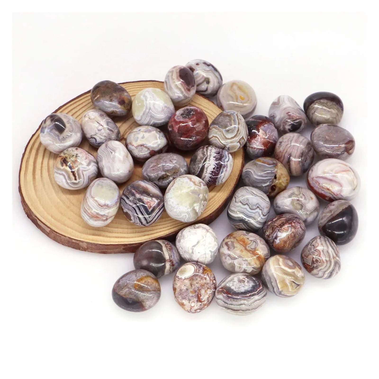 Grava para Acuario Piedra de ágata Loca roja y Blanca, Cristal Mineral Reiki, Piedra Preciosa, decoración for el hogar, pecera, Acuario, Gemas, Adorno(500 g)