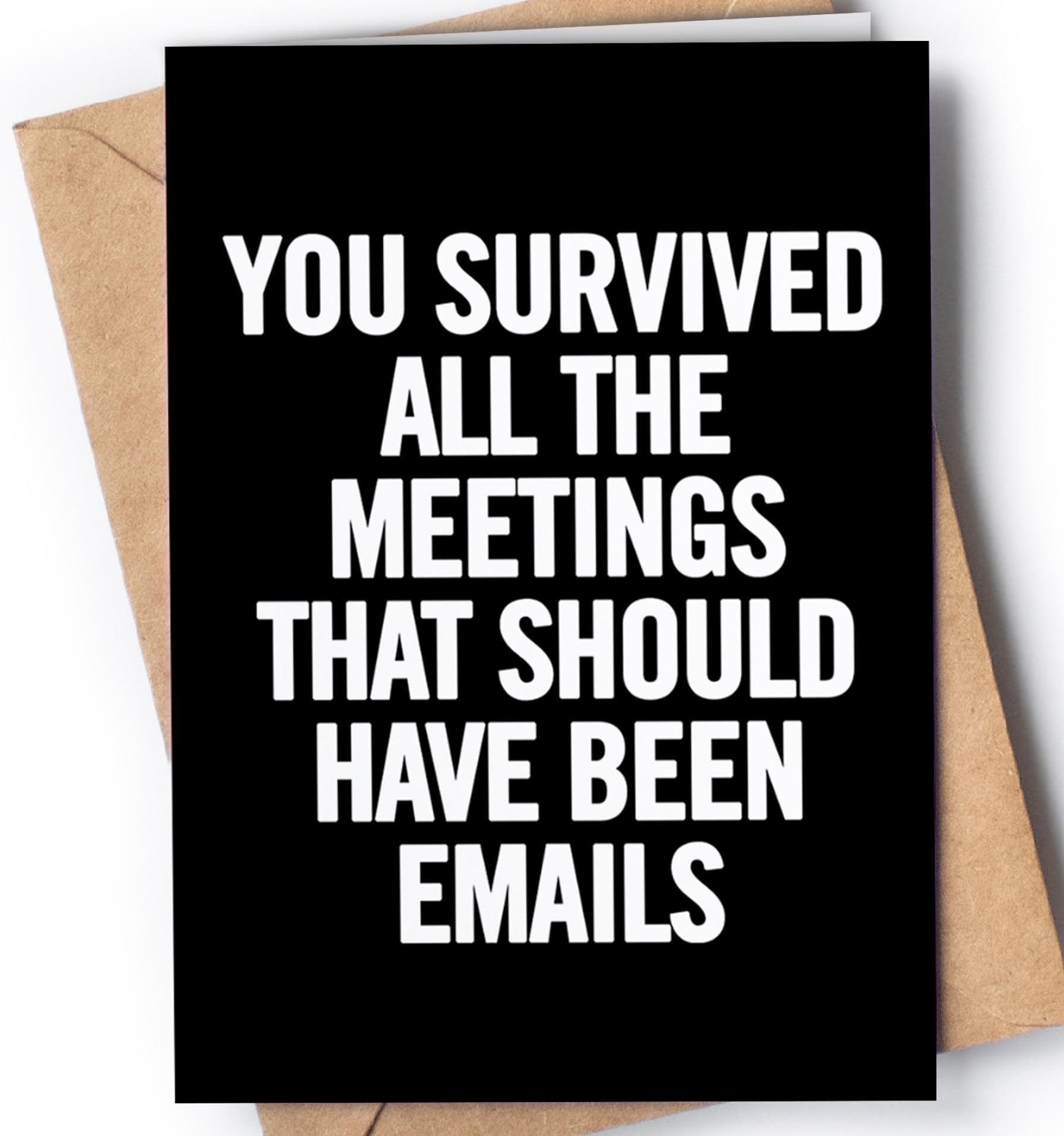 Funny Retirement Card - Happy Retirement Cards for Women, Men - Goodbye Coworker Leaving Card - Farewell - You Survived all the Meetings