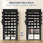 Mavivegue Shoe Rack with Cover, 10+1 Tier Tall Shoe Storage for 50-55 Pairs of Shoes, Shoe Organizer for Entryway, Closet