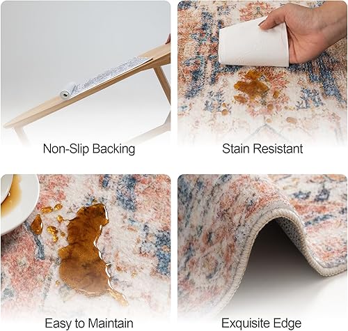 Miniatura 2 de Coarir Alfombra de pasillo de 2 x 6 pies, lavable para pasillo, cocina, suave, antideslizante, resistente a las manchas, alfombra bohemia vintage