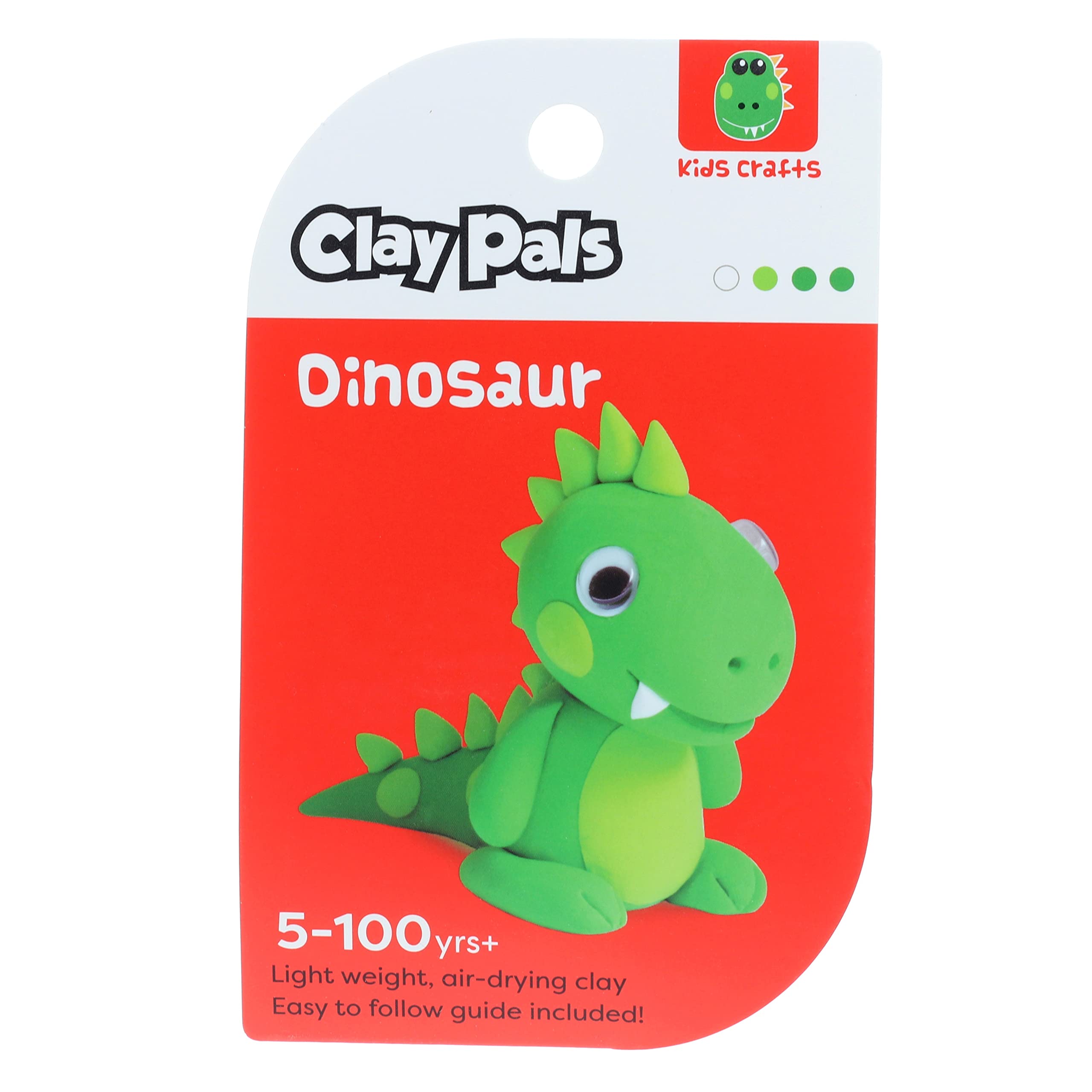 Clay Pals Dinosaur - Easy Sculpt Fun Fast Air Drying Non Toxic Quick Dry Ultra Light Creative Clay Art and Craft Modelling Set for Kids
