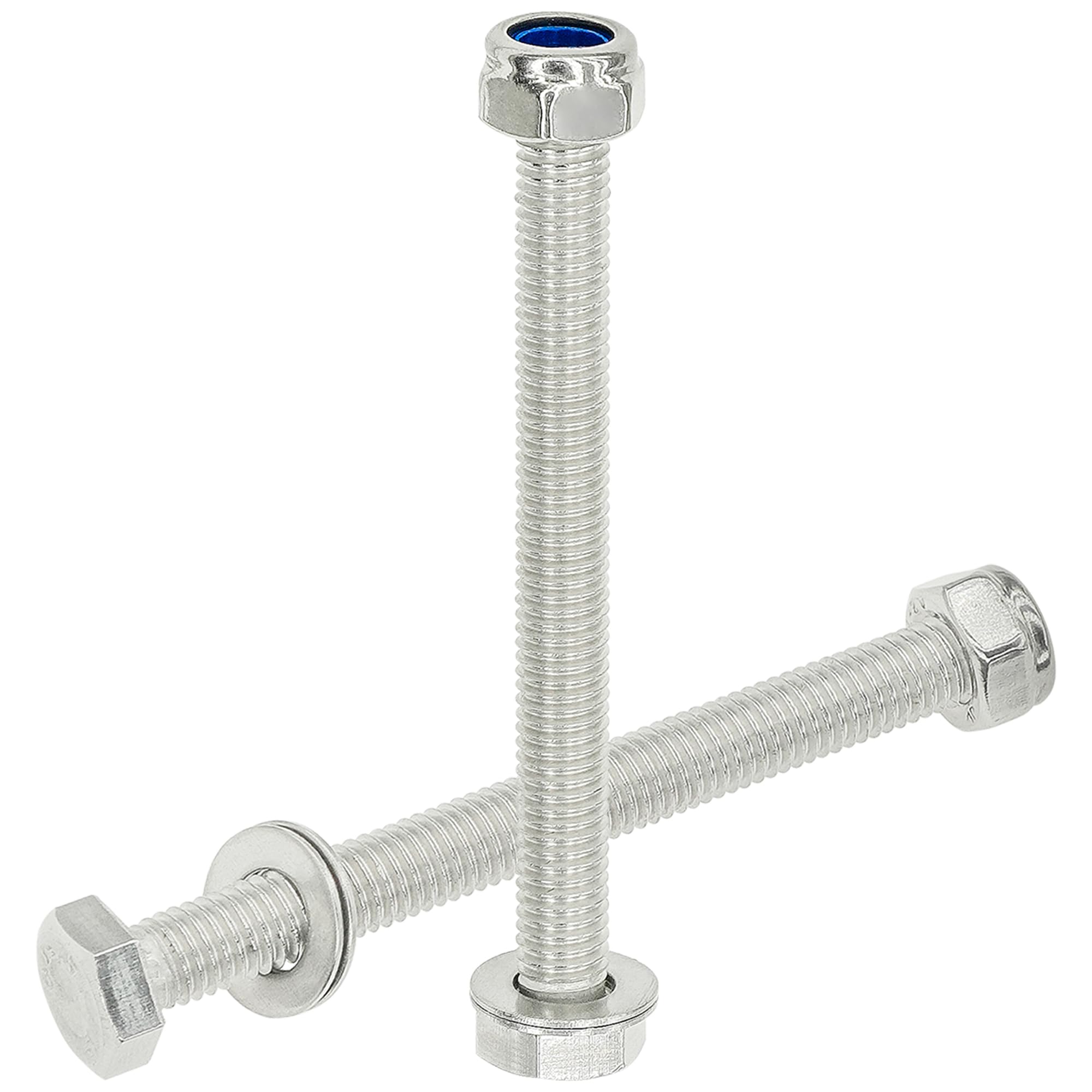 8 Sets Stainless Steel Hex Head Bolts with Nylon Lock Nuts and Washers (M6 x 60mm)