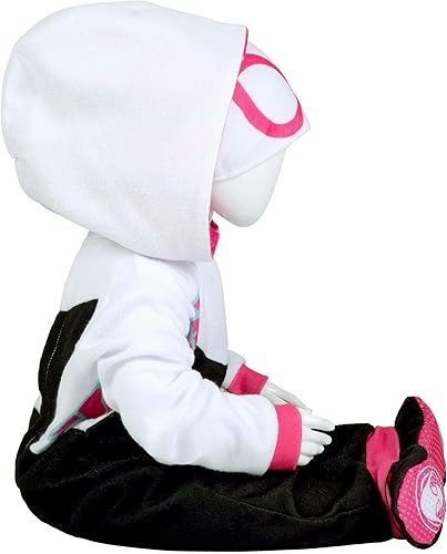 Miniatura 4 de Marvel Spider-Gwen - Disfraz oficial de Halloween para bebé, tela Minky de primera calidad y botines de agarre antideslizantes