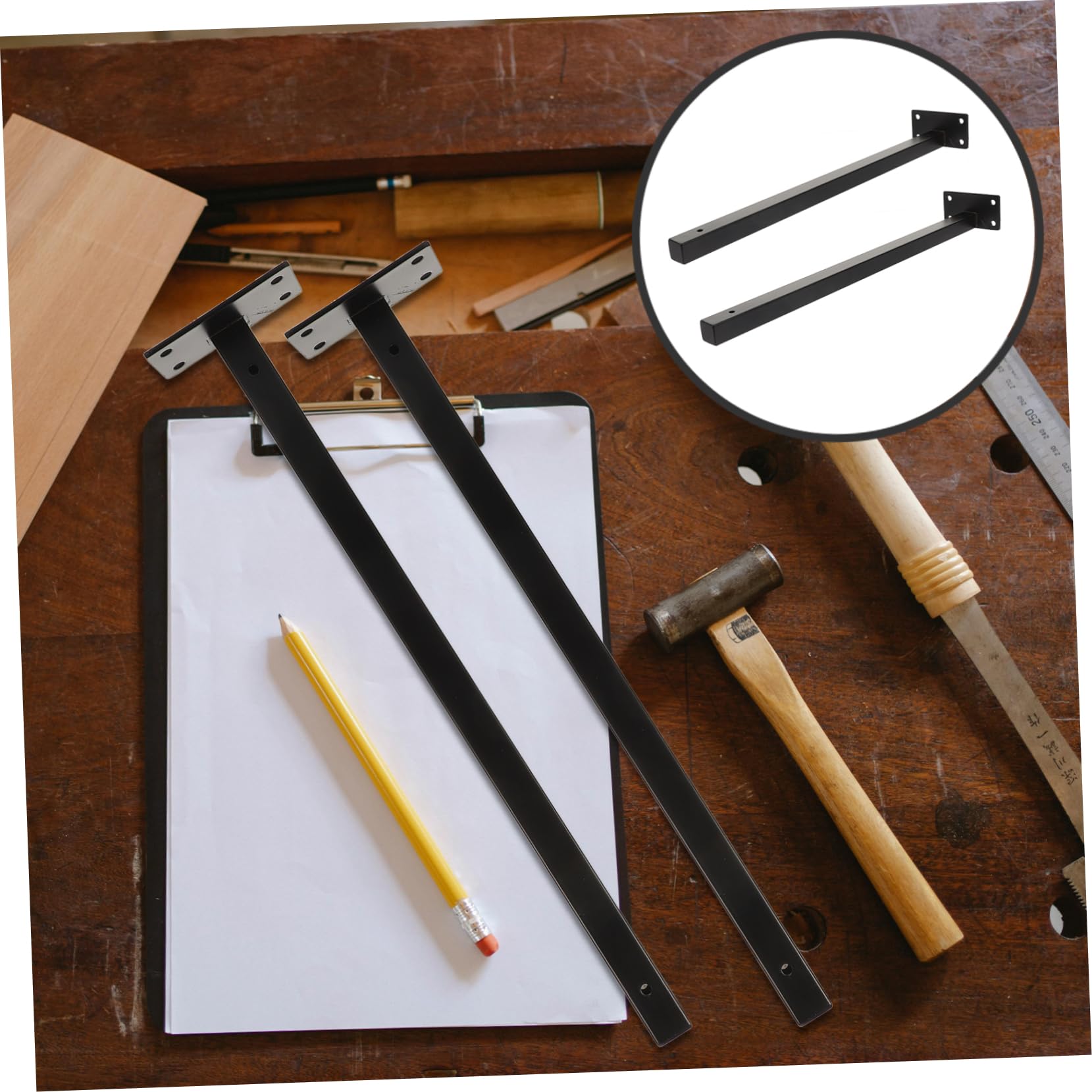 HOMSFOU 4pezzi Staffa Per Cartello Sospeso in Acciaio Inox Supporto Per Mensole Galleggianti Nero Staffe Rinforzo Per Mensole Ferramenta Per Montaggio Parete Incluso
