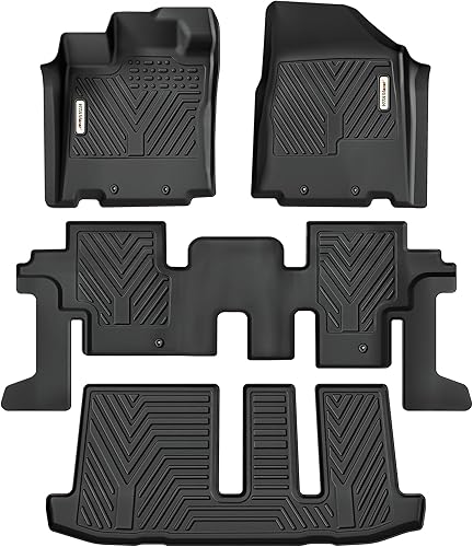 YITAMOTOR Alfombrillas de piso de 3 filas compatibles con Nissan PathfinderInfiniti JX352014-2020, Infiniti QX60 2013, protector único de TPE negro