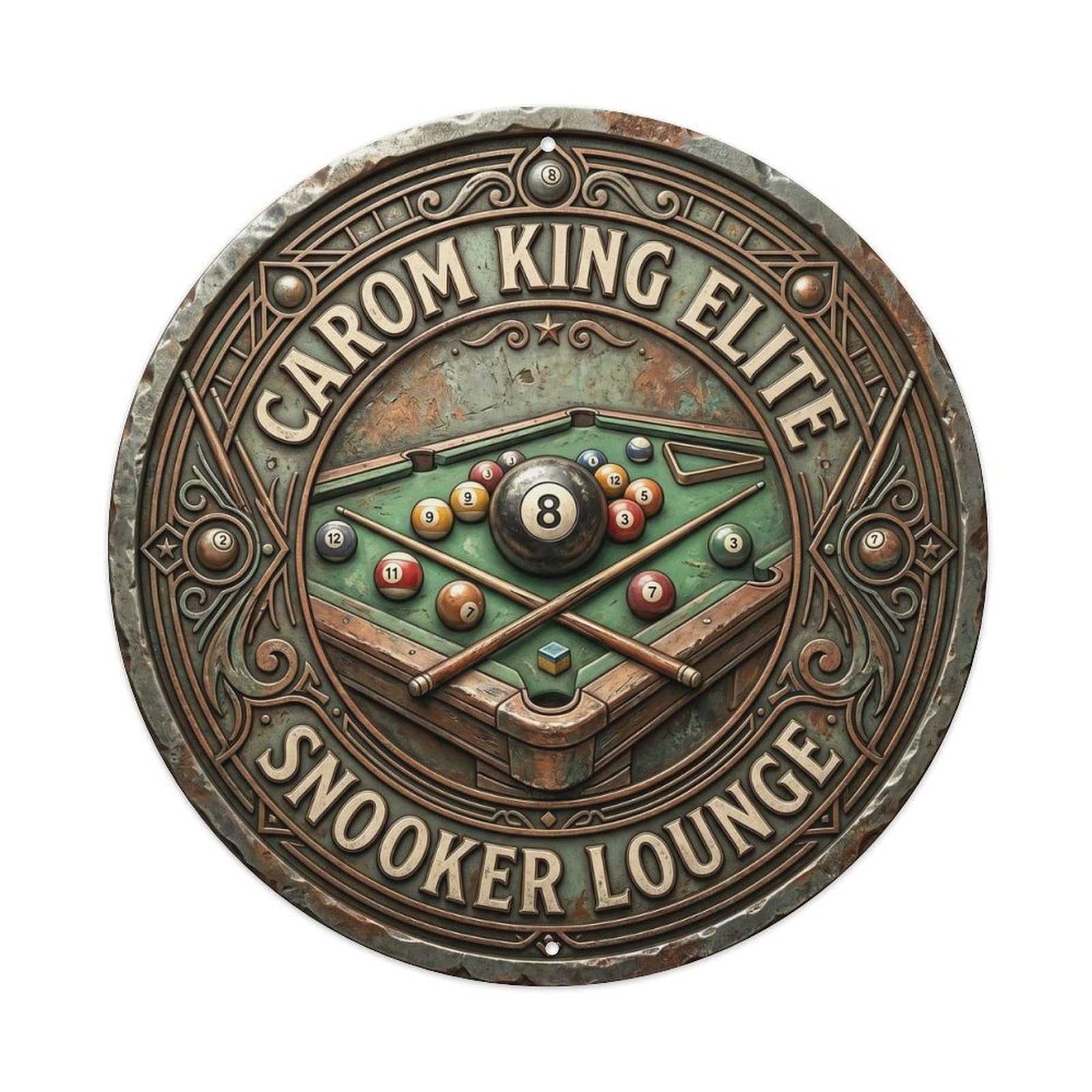 Cwbufd Vintage Style Carom King Elite Snooker Lounge Vintage Metal Tin Sign Plaque Wall Decor For Cafe, Club Bar, Office, Garden Metal Poster 8X8inch