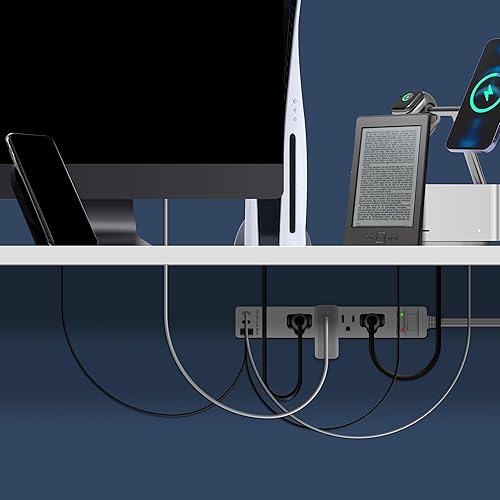 Miniatura 9 de LIDER - Extensor de enchufe con protección contra sobretensiones, regleta de 4 tomas, 21W USB Tipo-A y 2 puertos USB Tipo-C, con extensor de cable