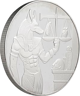 Ancient Egypt Coin Anubis the Protector Egyptian Silver Colour Collectable & Commemorative Art Crafts Decoration for Souvenir Gift Collectors