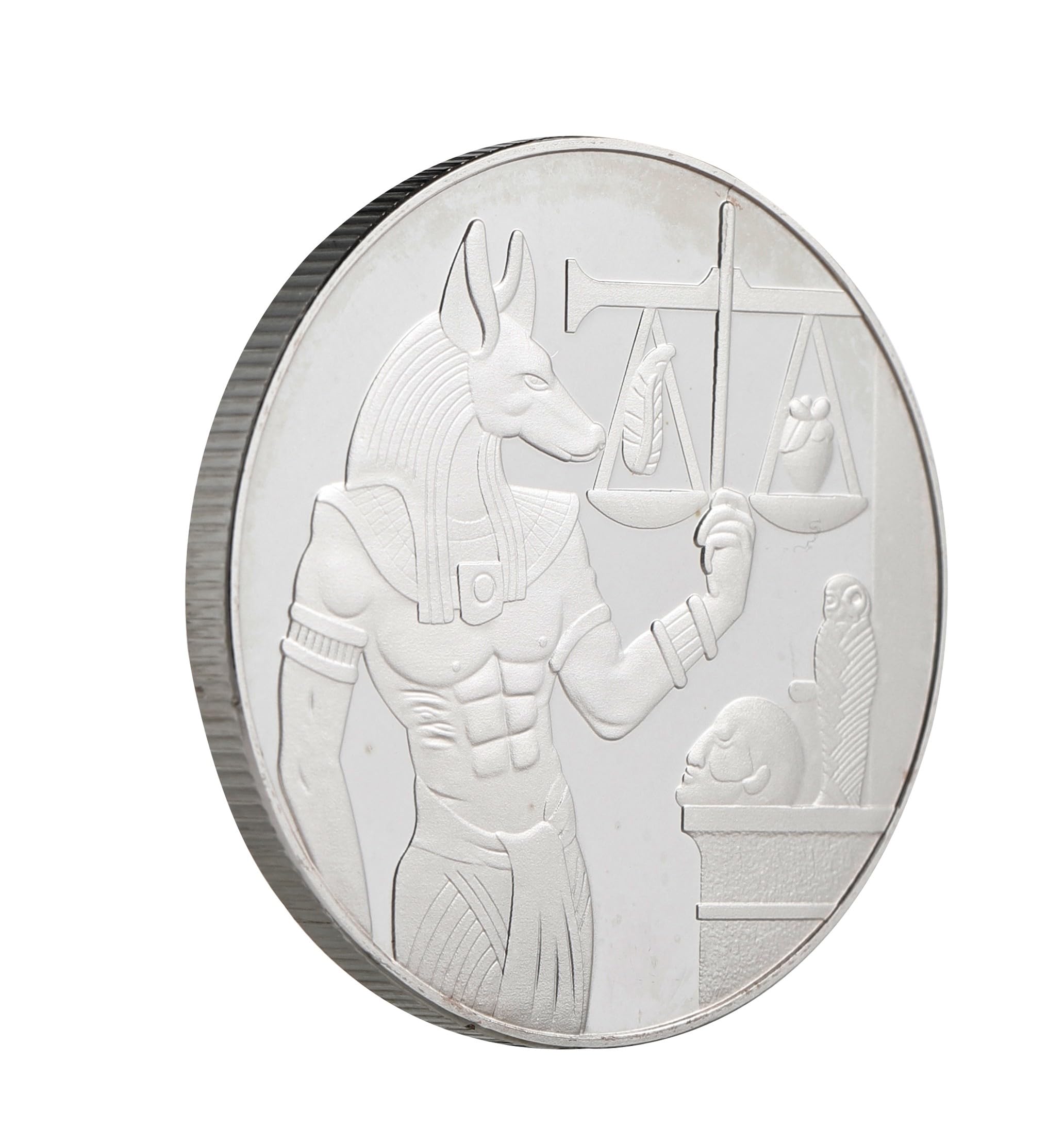 Ancient Egypt Coin Anubis the Protector Egyptian Silver Colour Collectable & Commemorative Art Crafts Decoration for Souvenir Gift Collectors
