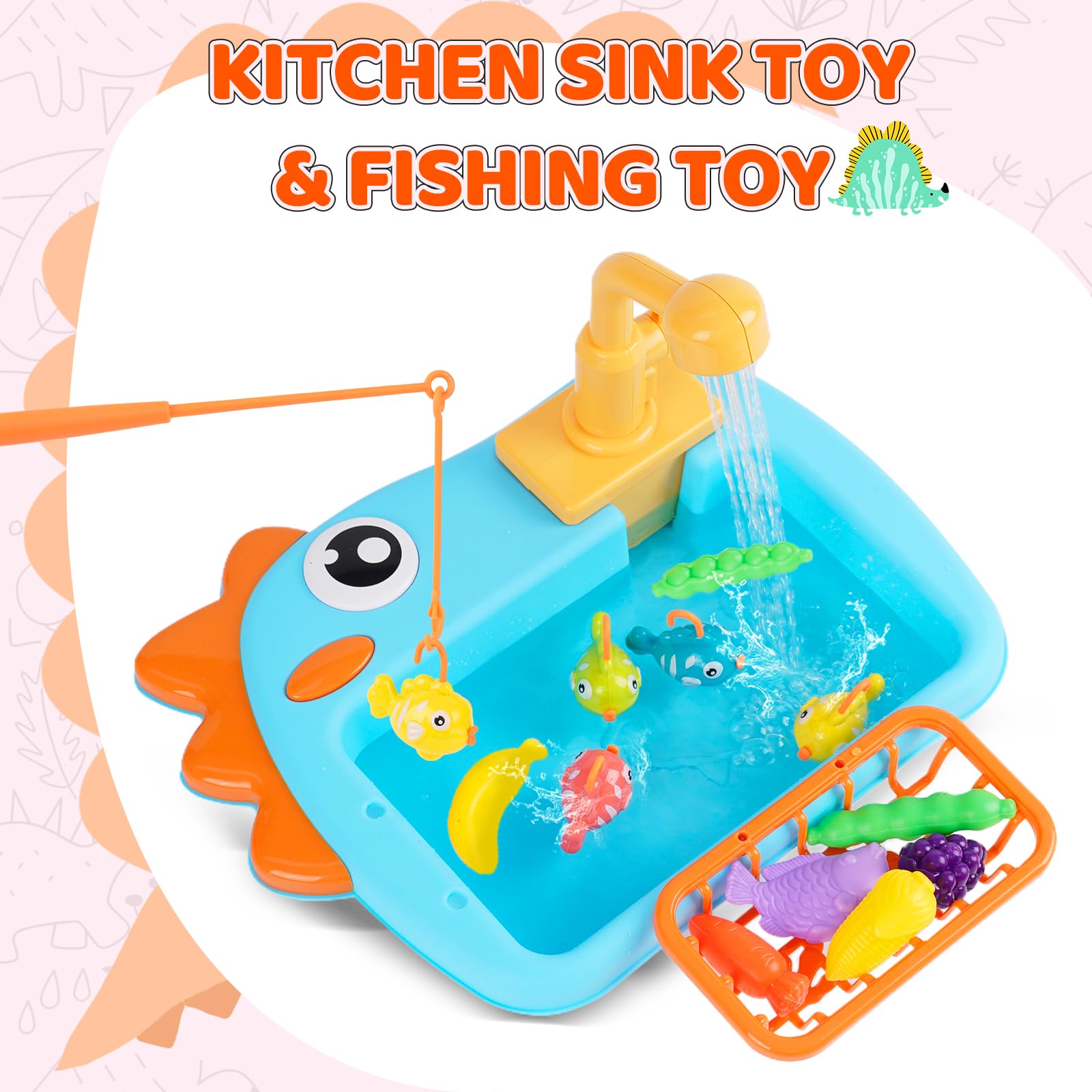 Küchenspüle Kinder mit Wasser Spielzeug Set mit Wasserfunktion Montessori KüChenzubehöR Batterie mit Pumpe Und StäNder Outdoor Garten Wasserhahn KüChe Rollenspiel 1 3 4 Jahre Blau