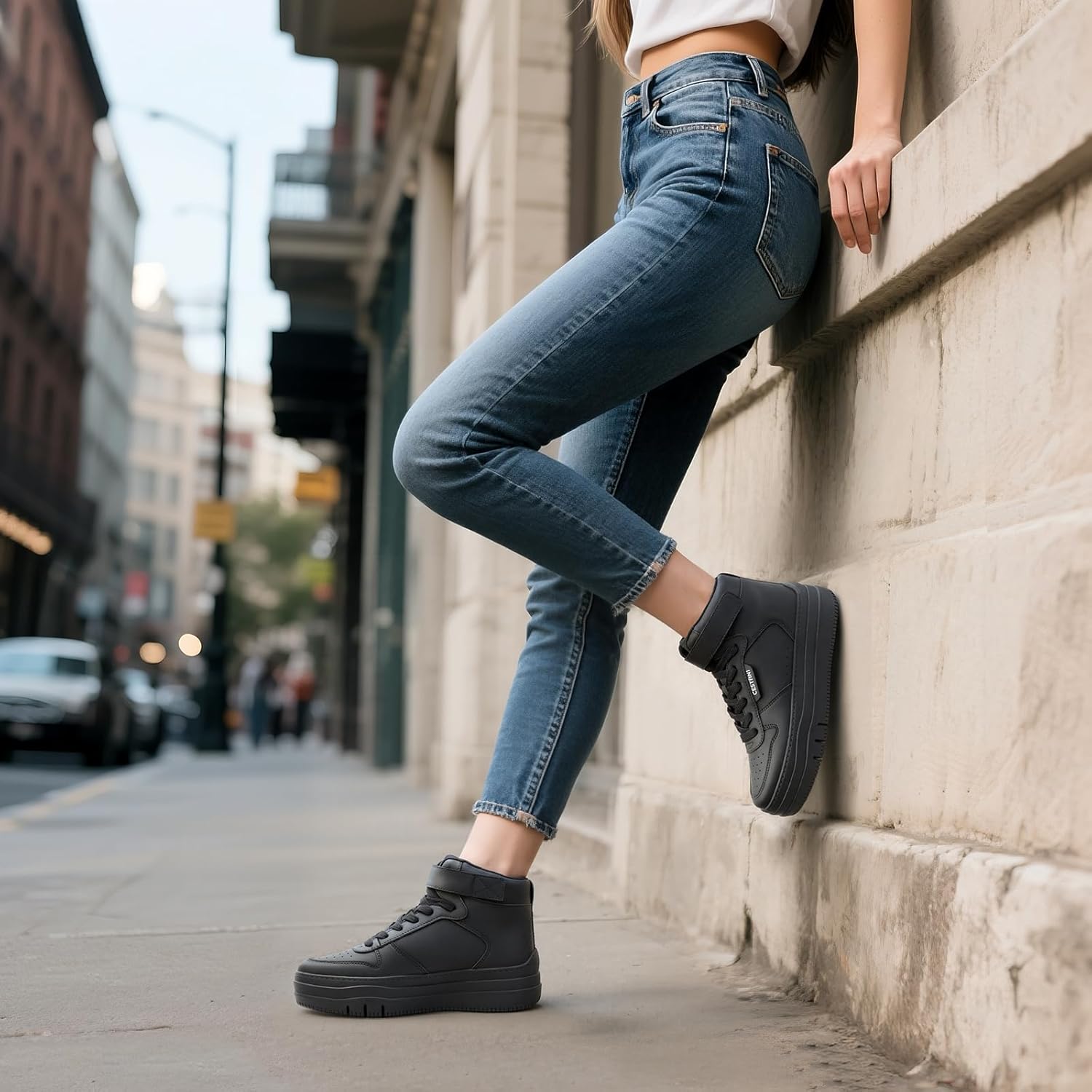 Cestfini High Top Platform Sneakers for Women, High Heel Fashion Sneakers for Women, Womens Comfortable Tennis Shoes - Image 2