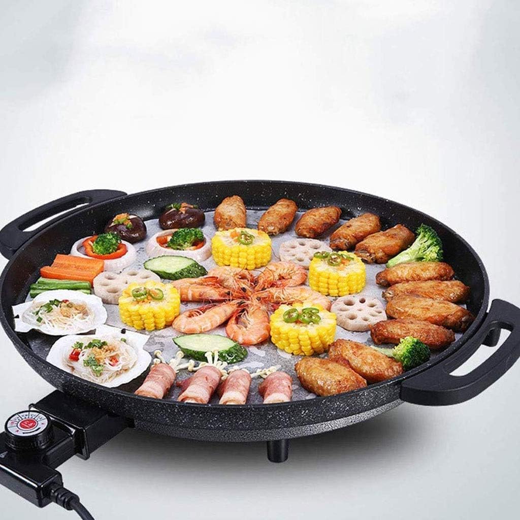 Round Electric Frying Pan, Indoor Grill Pot Skillet, Versatile Slow Cook Steam, Simmer, Non Stick Griddle