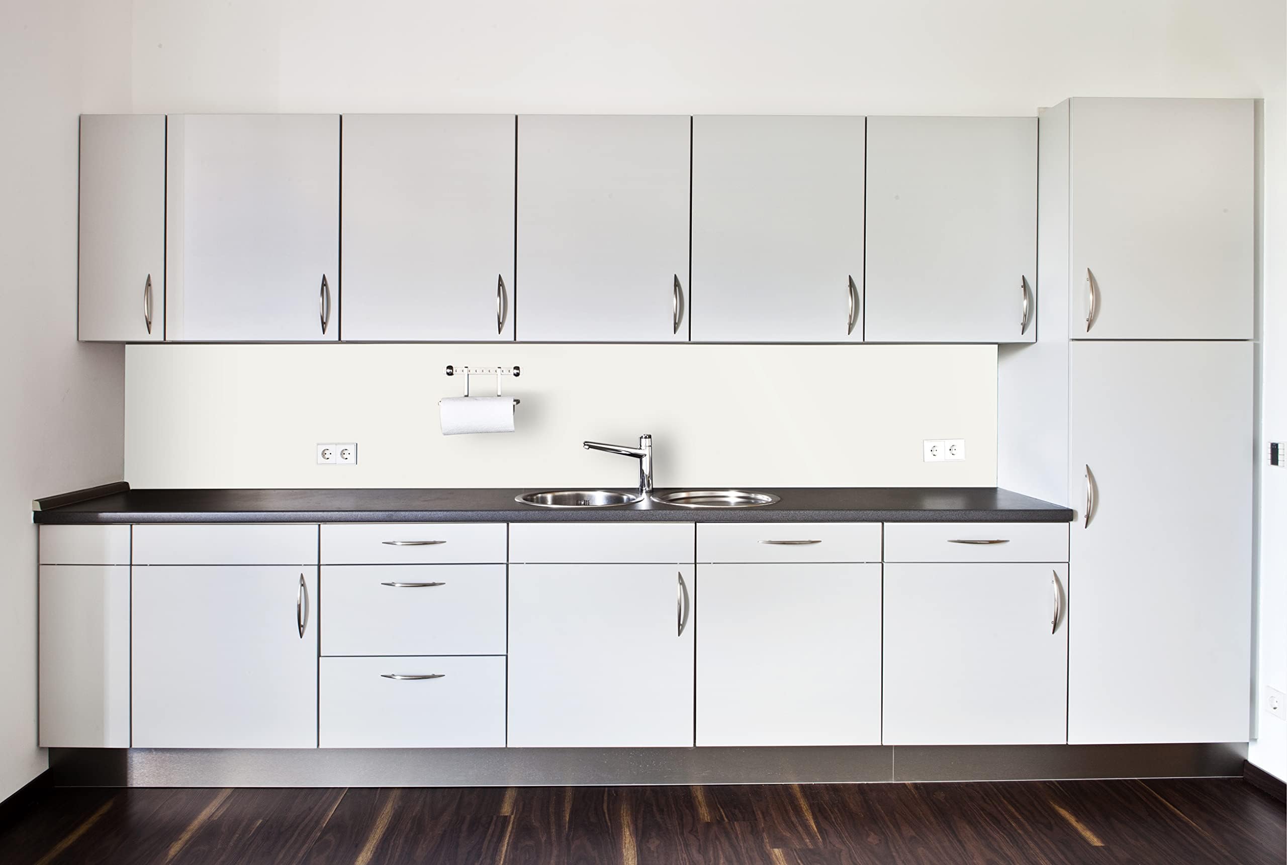 WALLando - Protector antisalpicaduras de PVC para cocina | Revestimiento de pared de paneles de plástico para la cocina, placa de PVC, color blanco (240 x 60 cm)