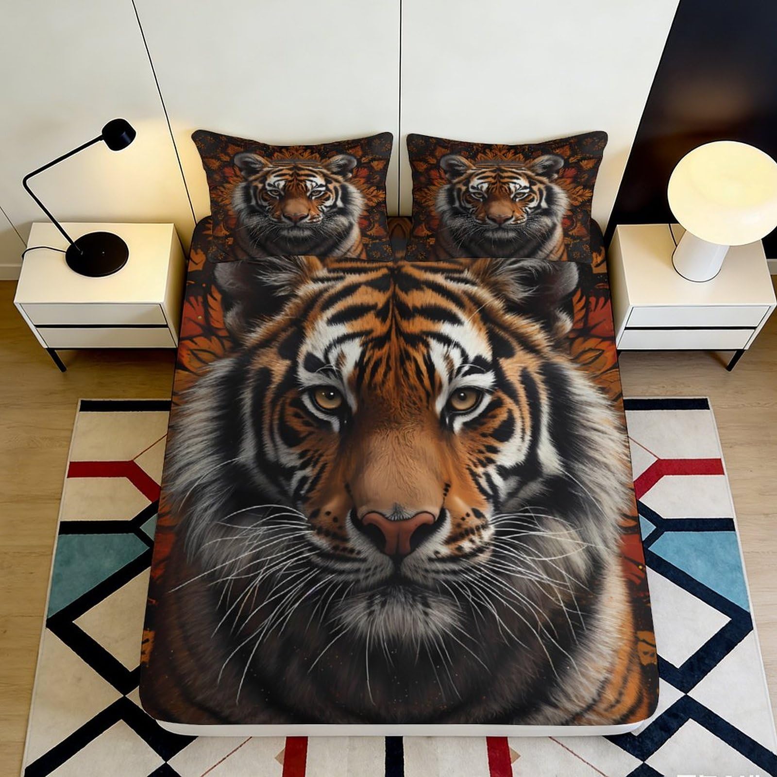 Dhbaneiok Style-8 3D Printed Tiger Wild Animal Fitted Sheet Microfiber Soft Bed Cover For Bedroom Dorm Mattress Protection Decor 90X200x25cm