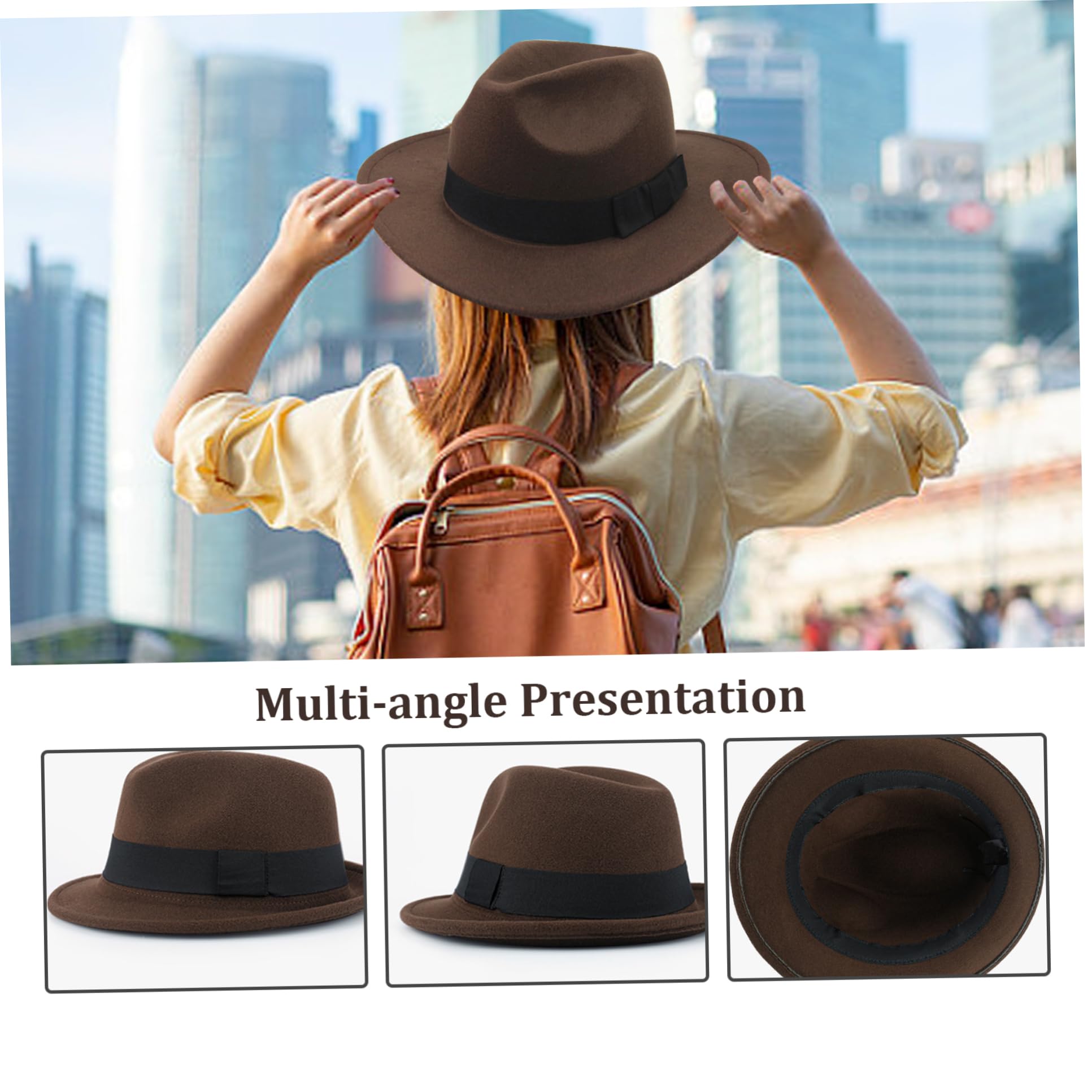 Cappello Panama da Uomo Vintage a Tesa Larga in Feltro Marrone Outback Taglia Unica Cosplay