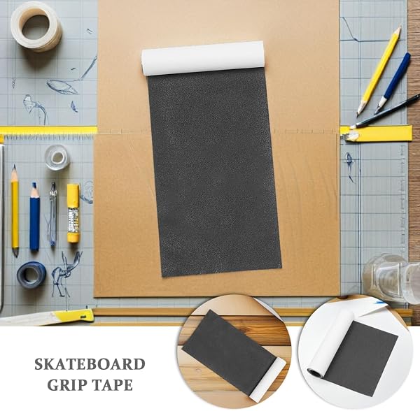 Hemobllo Bande Antidérapante Pour Planche À Roulettes 33.07X9.06In Feuille Découpable En Pvc Noir Accessoire Skateboard Et Trottinette Améliorant Stabilité Et Maniabilité - 3