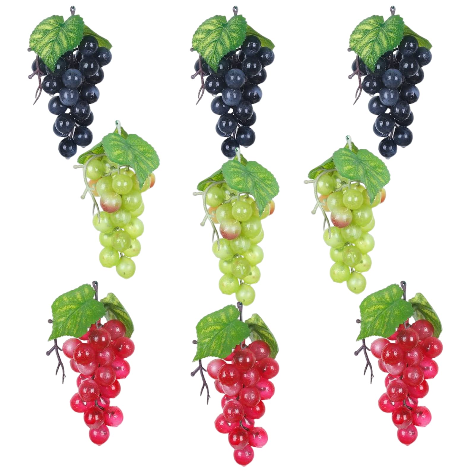 6 Grappes De Raisins Artificiels + Vigne 2m - Déco Réaliste Plastique - Pour Mariage, Cuisine, Table - Accessoires