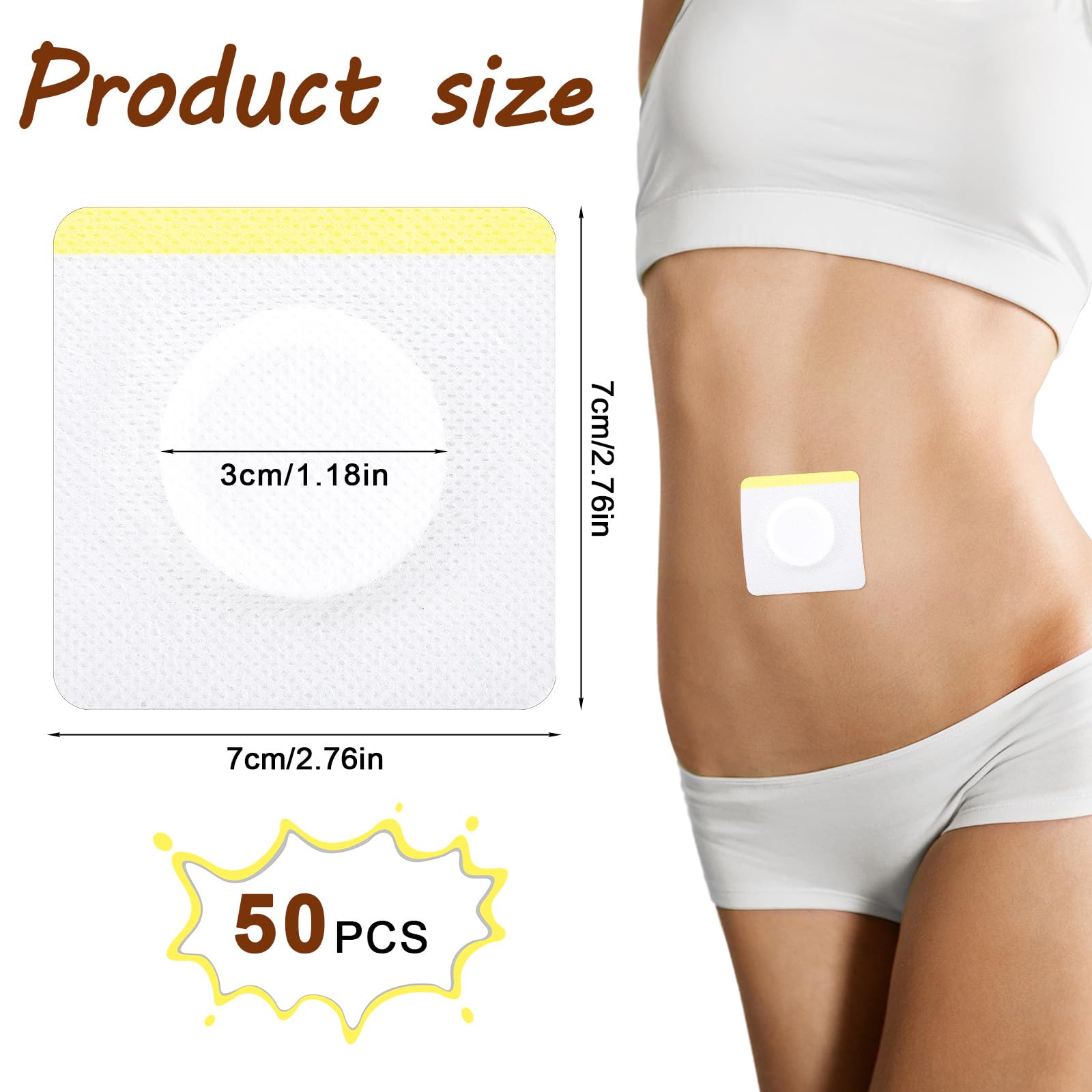 50Pcs Disposable Castor Oil Belly Button Patch Self-Adhesive Organic Castor Oil Patches Portable Highly Absorbent Castor Oil Pack Wrap for Belly Button (Oil Not Included)