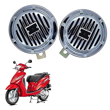 Vagary Universal Windtone Bike Horn With Chorme finishing Heavy Quality body (Set of 2, 12V voltage) for TVS Wego