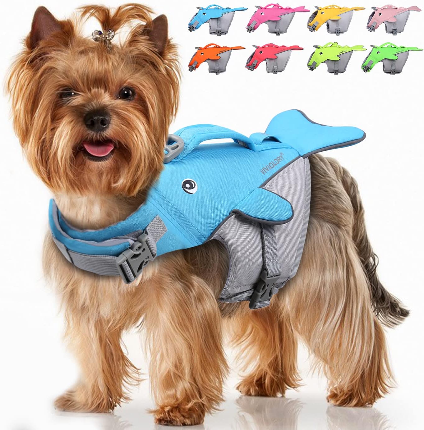 VIVAGLORY Whaleshape Dog Life Jacket, Ripstop Puppy Life Vest with
