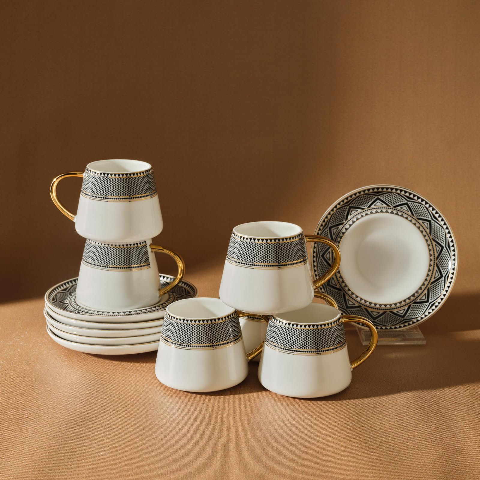 Karaca Globe Tasses à café turque pour 6 personnes, Service à Café Porcelaine, Tasses à Thé, Expresso, Latte Classique, Türk Kahve Fincanı, Café Turc