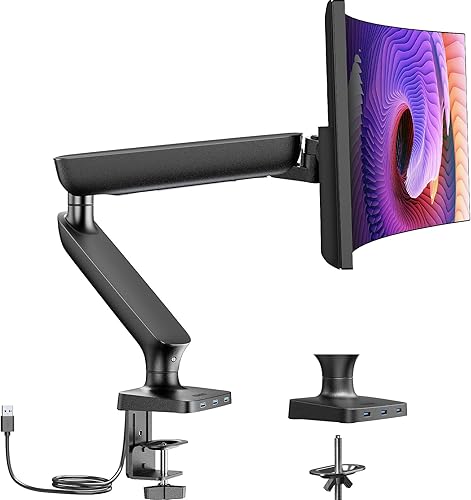 Soporte de monitor único para pantallas de 13 a 49 pulgadas de hasta 24 libras, brazo de monitor ergonómico ajustable con concentrador USB 3.0 disponible en Yaxa Costa Rica