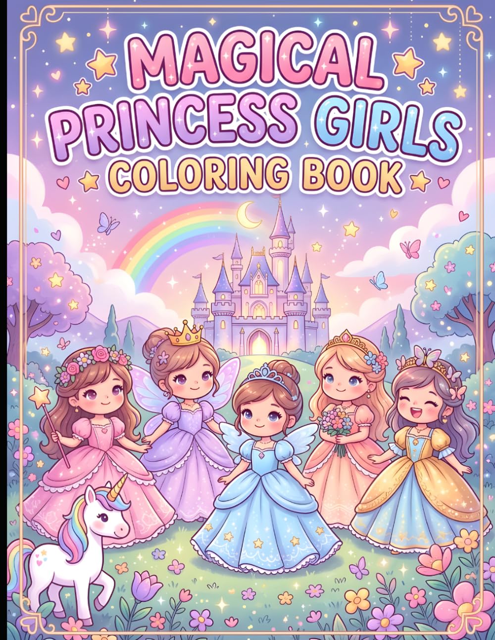 Magical Princess Girls Coloring Book ages 4-10 girls: Cute Princess Coloring Book for Girls