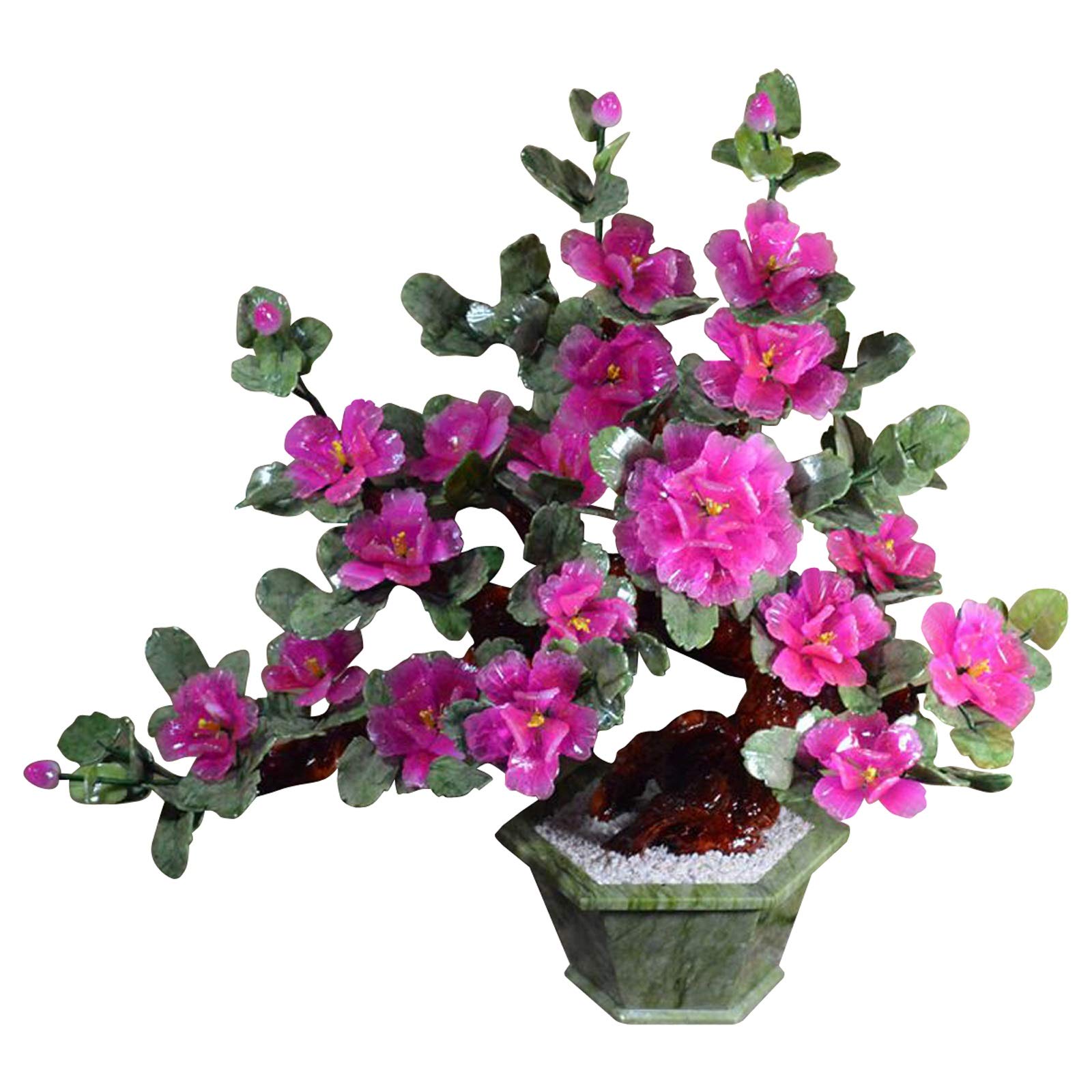 DFGHNBVC Simulation Tree Artificial Bonsai Peony Flower Simulation Potted Plant Decorative Bonsai,Jade Carved Peony Faux Potted Plant,