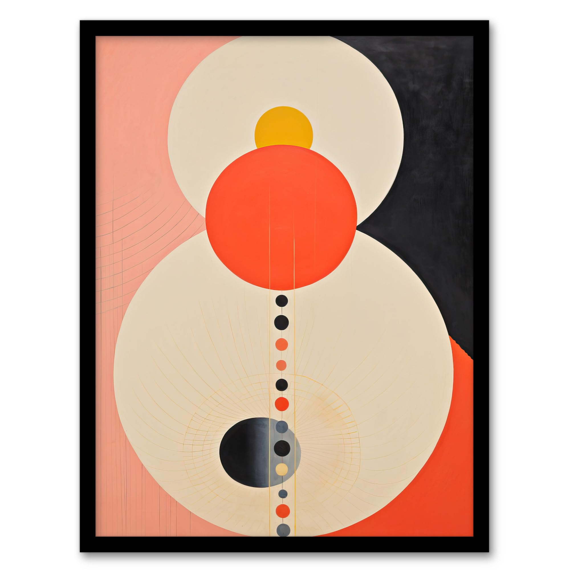 Wee Blue Coo Tangerine Abstract Dream Orbs Orange Pink Oil Painting Artwork Framed Wall Art Print A4