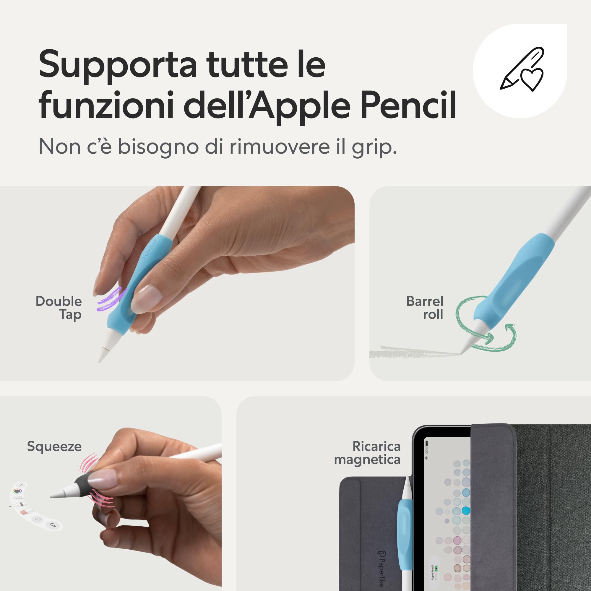 Paperlike Pencil Grips for Apple Pencil 1st & 2nd Generation USB-C PRO - Set of 2