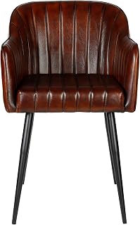 Casa Moro Silla de comedor de piel para salón – Silla de cuero para comedor – Silla tapizada – marrón antiguo