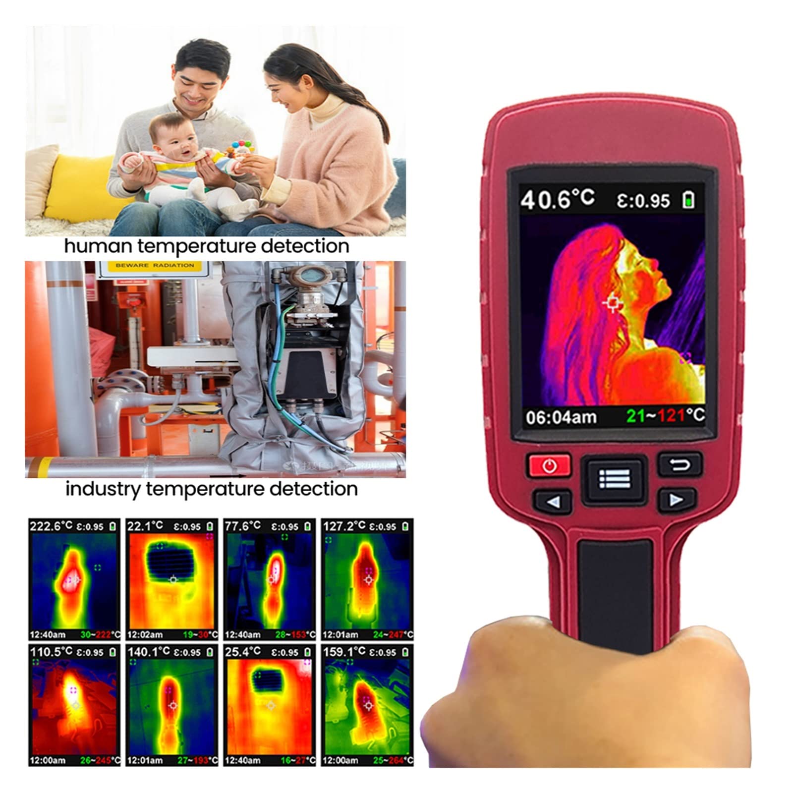 Kamera termowizyjna, Kamera termowizyjna na podczerwień Ręczna kamera termowizyjna Rozdzielczość LCD na podczerwień 60x60 pikseli Przemysłowe wykrywanie temperatury