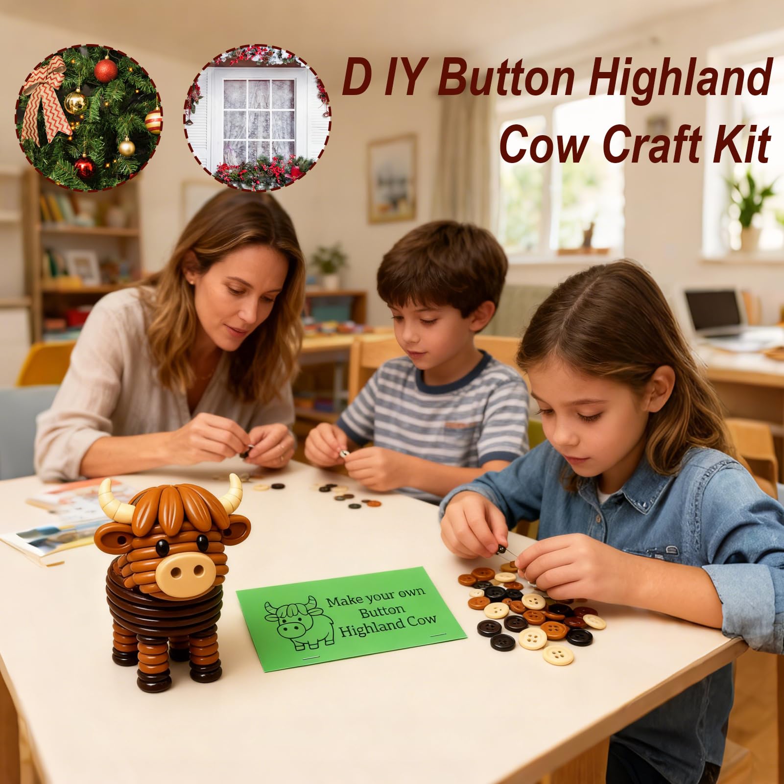 Highland Cow Ornament - 4x5 Cm DIY Button Craft Kit Produktbild-Vorschau 3