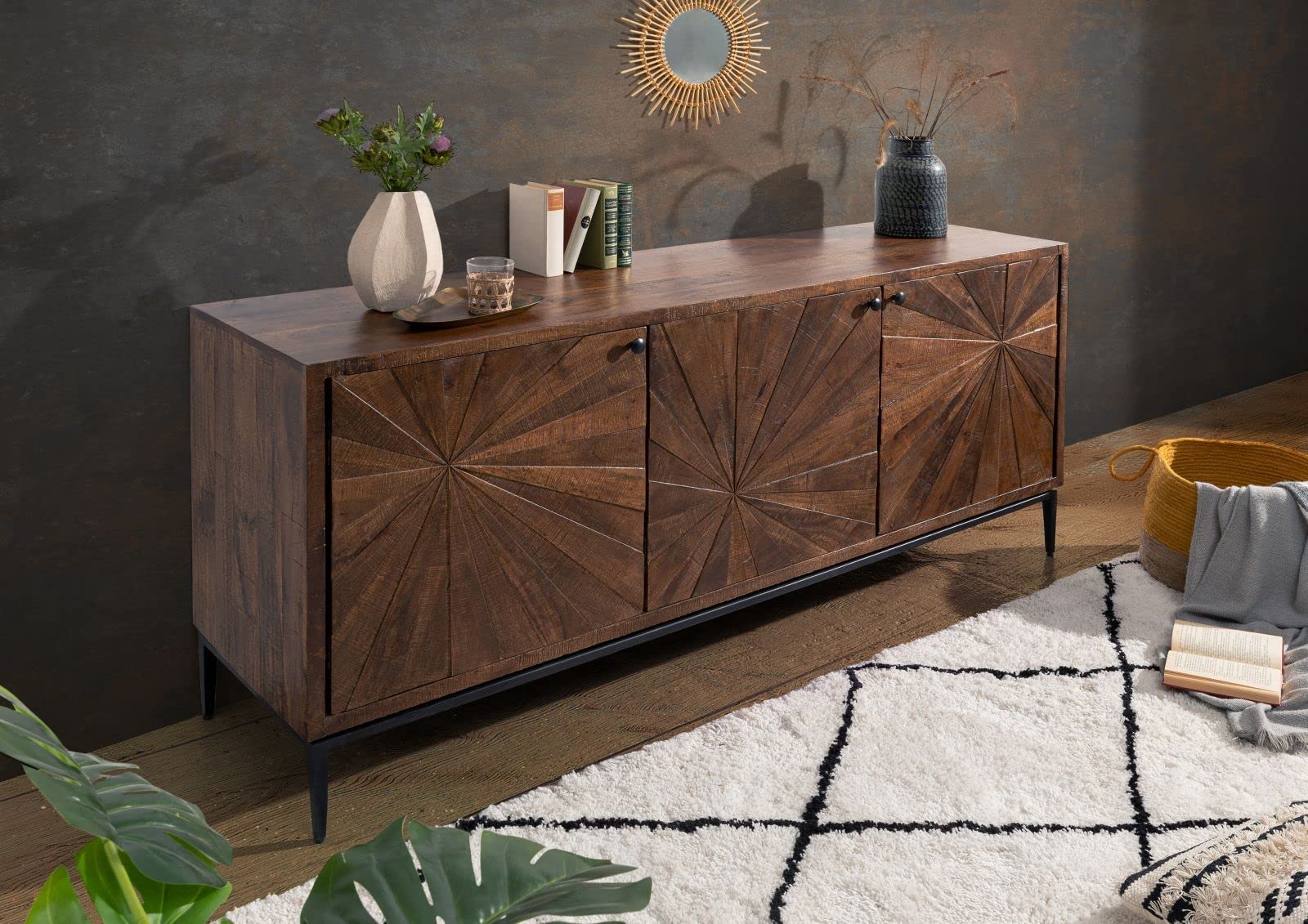 MASSIVMOEBEL24.DE STILMÖBEL #110 Credenza in legno di mango - laccato/marrone 183x46x84
