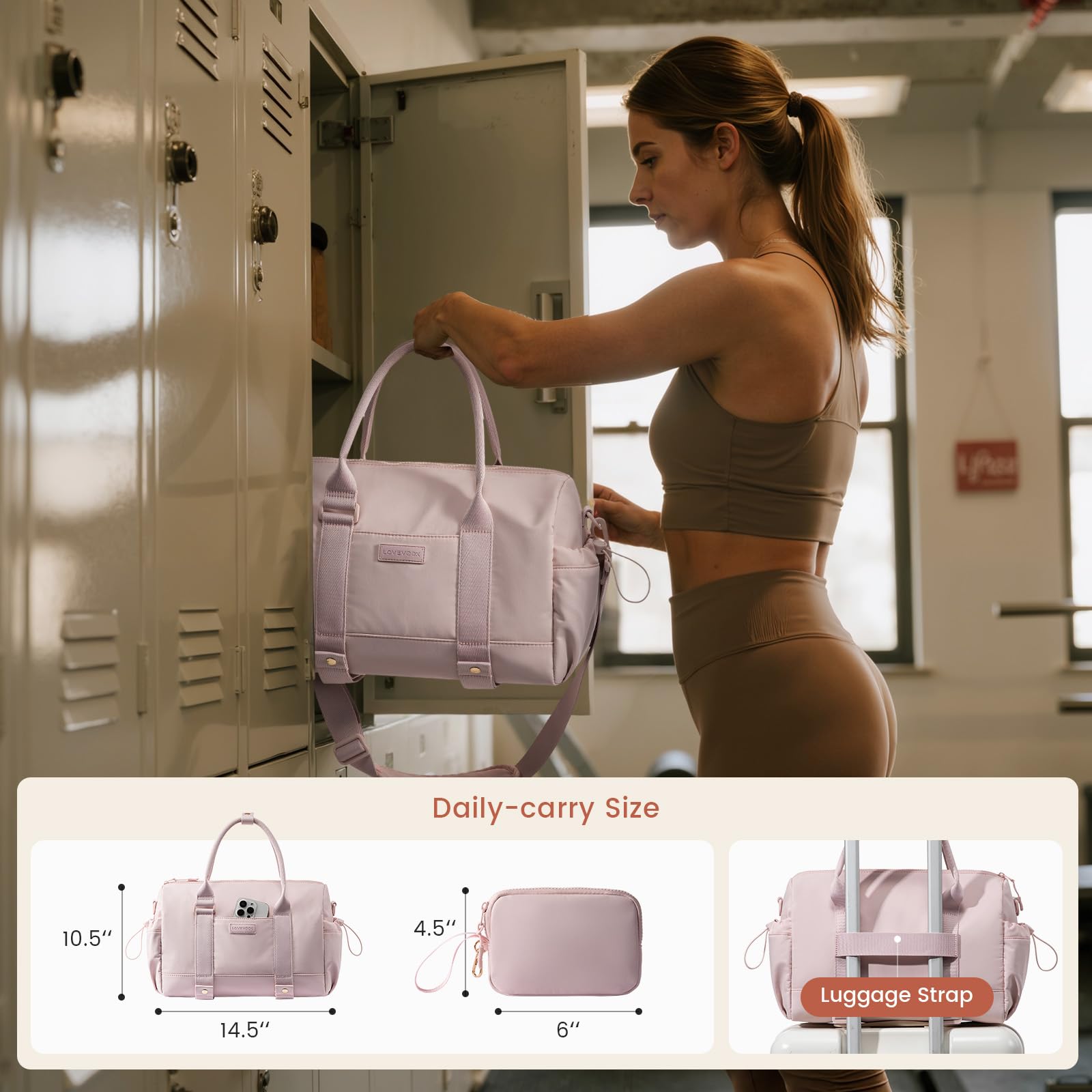 LOVEVOOK Sporttasche Reisetasche Klein Damen, Leichte Puffer Weekender Travel Bag Kliniktasche Geburt, Schwimmtasche Gym Tasche mit Schuhfach für Fitness, Flugzeug Reise Urlaub
