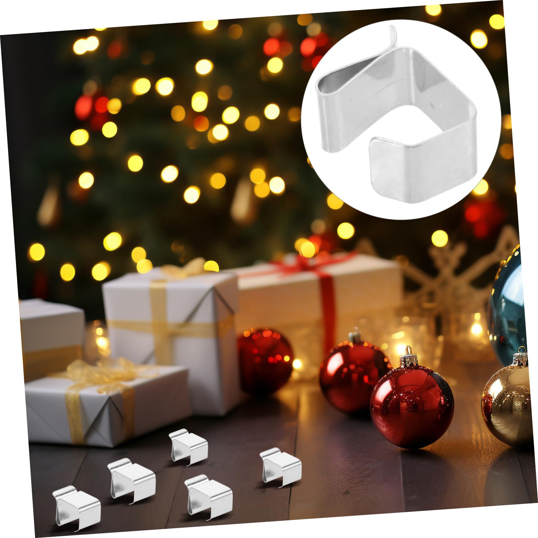 Gadpiparty 200piezas Clips Metálicos Para Navideñas Soporte De Fijación Para Decoraciones De Fiesta y Jardín Clips Para Cuerdas De Exteriores Instalación y