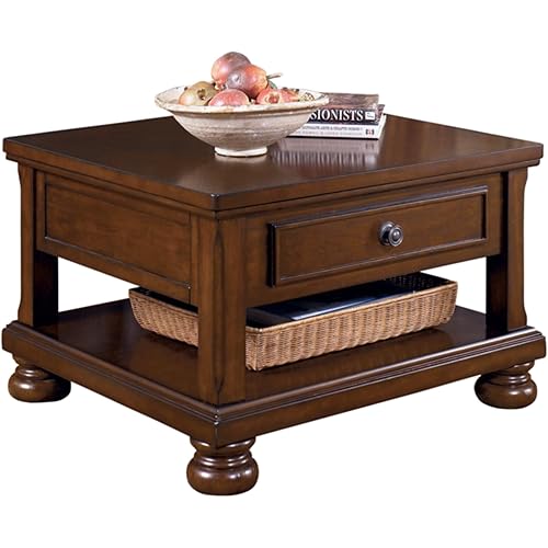 Signature Design by Ashley Porter Traditional Hand-Finished Lift Top Coffee Table, Dark Brown