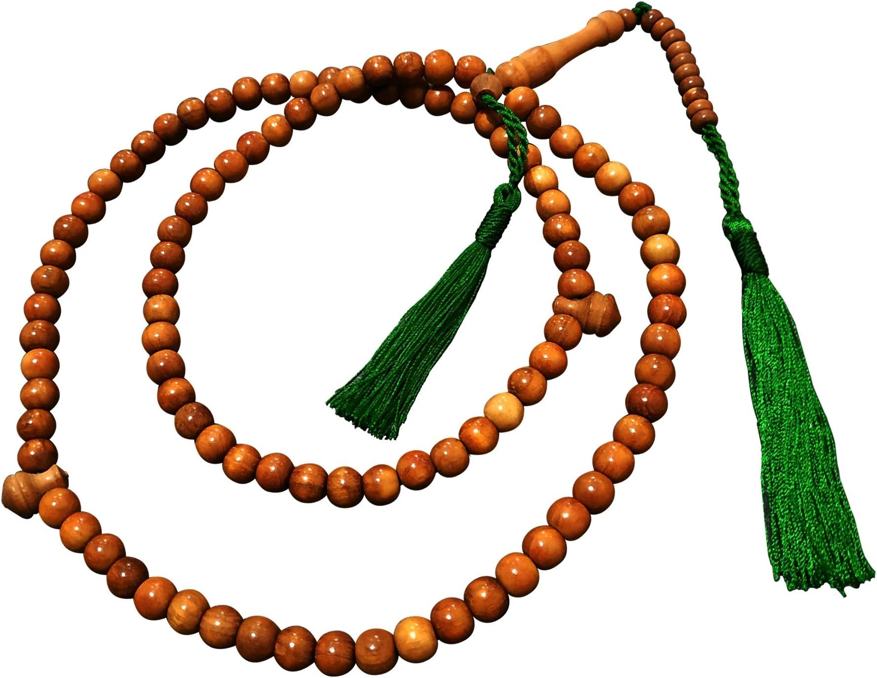 Brown Color 8mm Prayer Beads Citrus Wood Tasbih with Green Tassles