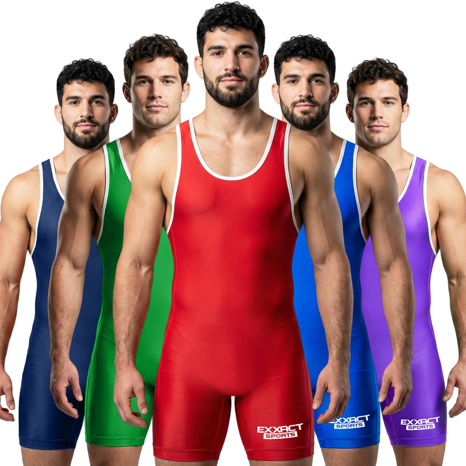 Exxact Sports Men's Wrestling Singlet, High Performance Powerlifting Singlet Wrestling Singlets for Men, Red, Large