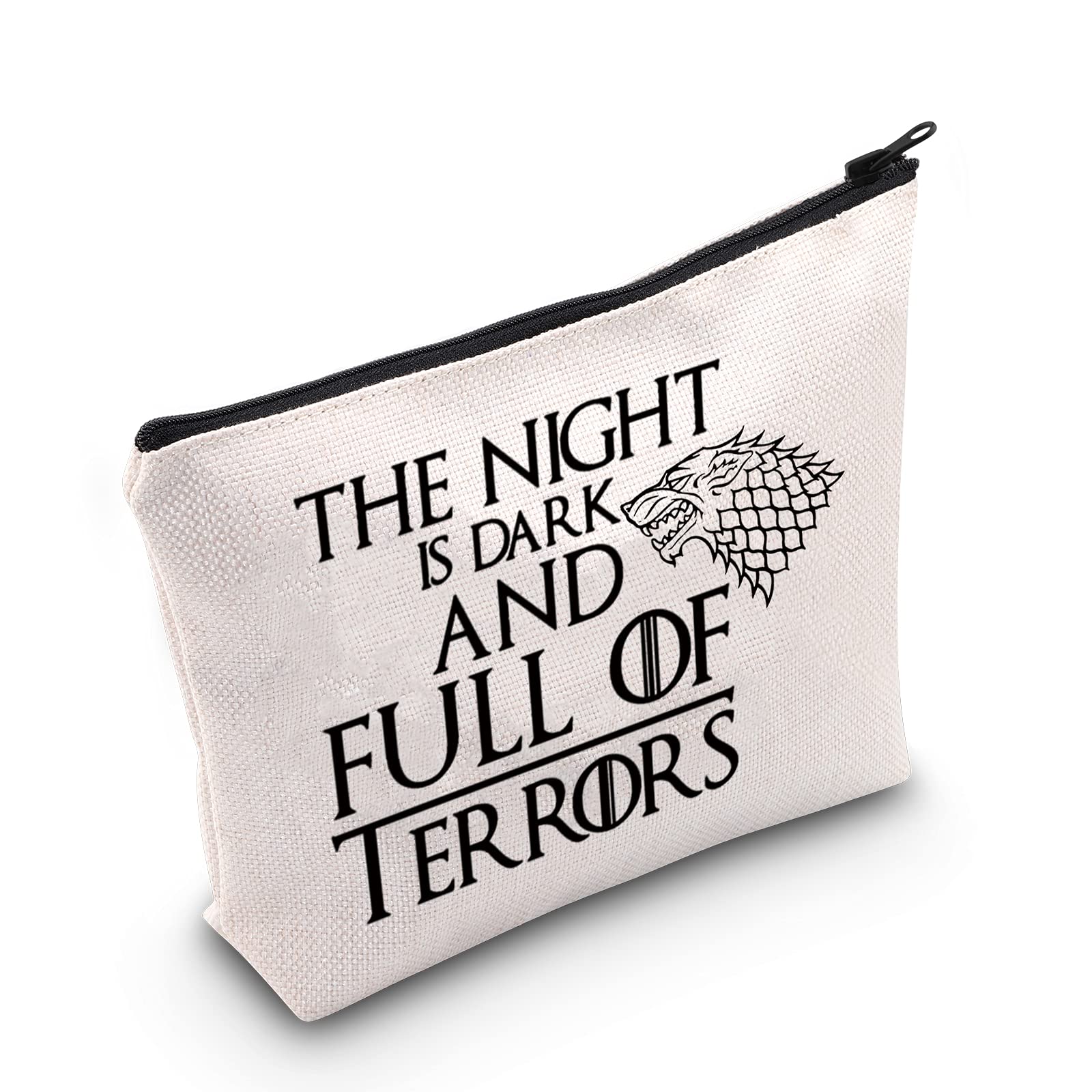 LEVLO Jon Snow Cosmetic Bag Daenerys Targaryen Fans Gift The Nnight Is Dark And Full Terrors Ned Zipper Pouch Bag(The Night Is Dark)