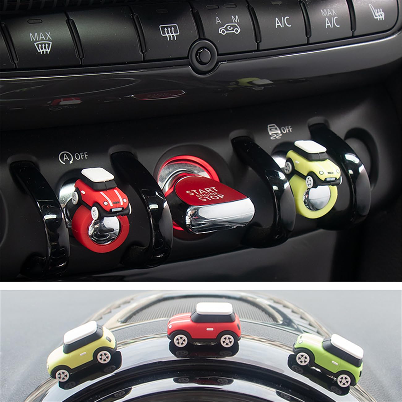 Coque en silicone pour bouton de démarrage et d'arrêt pour tableau de bord compatible avec Mini Cooper One S JCW PJ02 (rouge)
