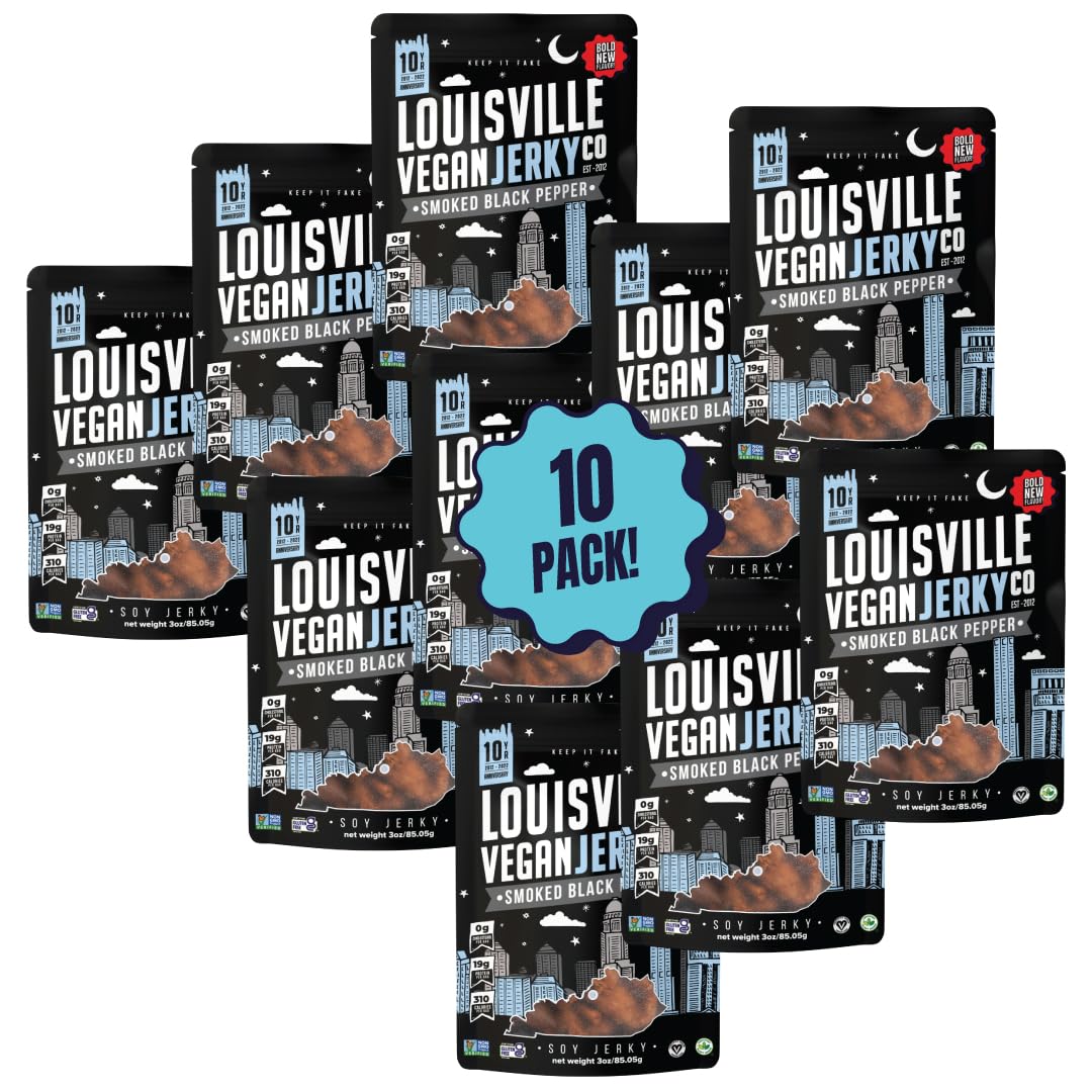 Louisville Vegan Jerky Smoked Black Pepper (3 oz) – 10 pack