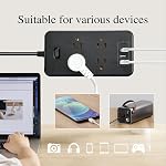 Protecteur de surpression de barre de puissance 10 C'est parti. Lylilidy Cord d'Exetnsion Flat Plug avec 8 Sorties 4 USB Ports(2 USB C), Wall Mount for Home Office College Dorm Room Essentials (Noir)