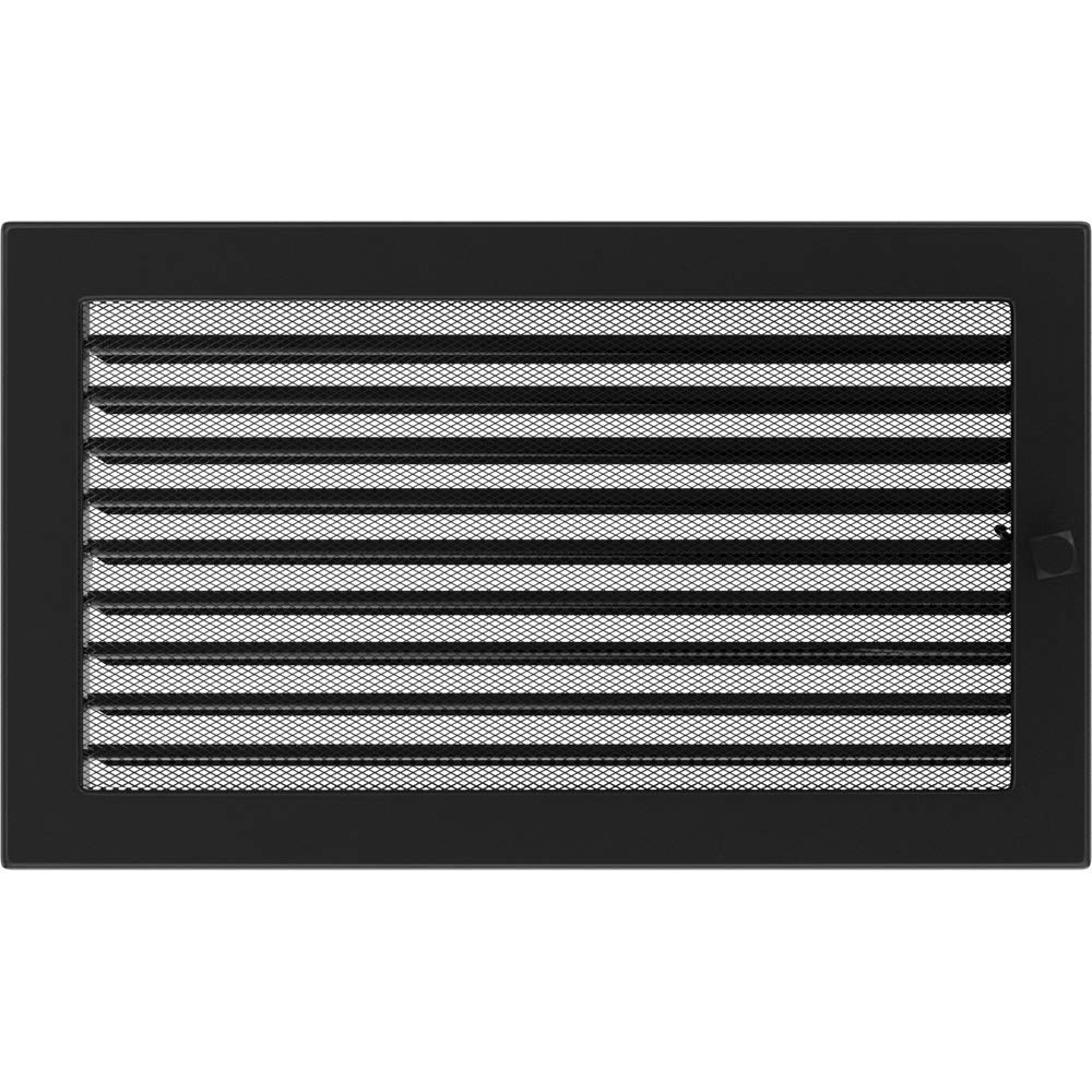 KRATKI ventilation grille fireplace grille 22cm x 37cm black with blinds, 22 x 37 cm